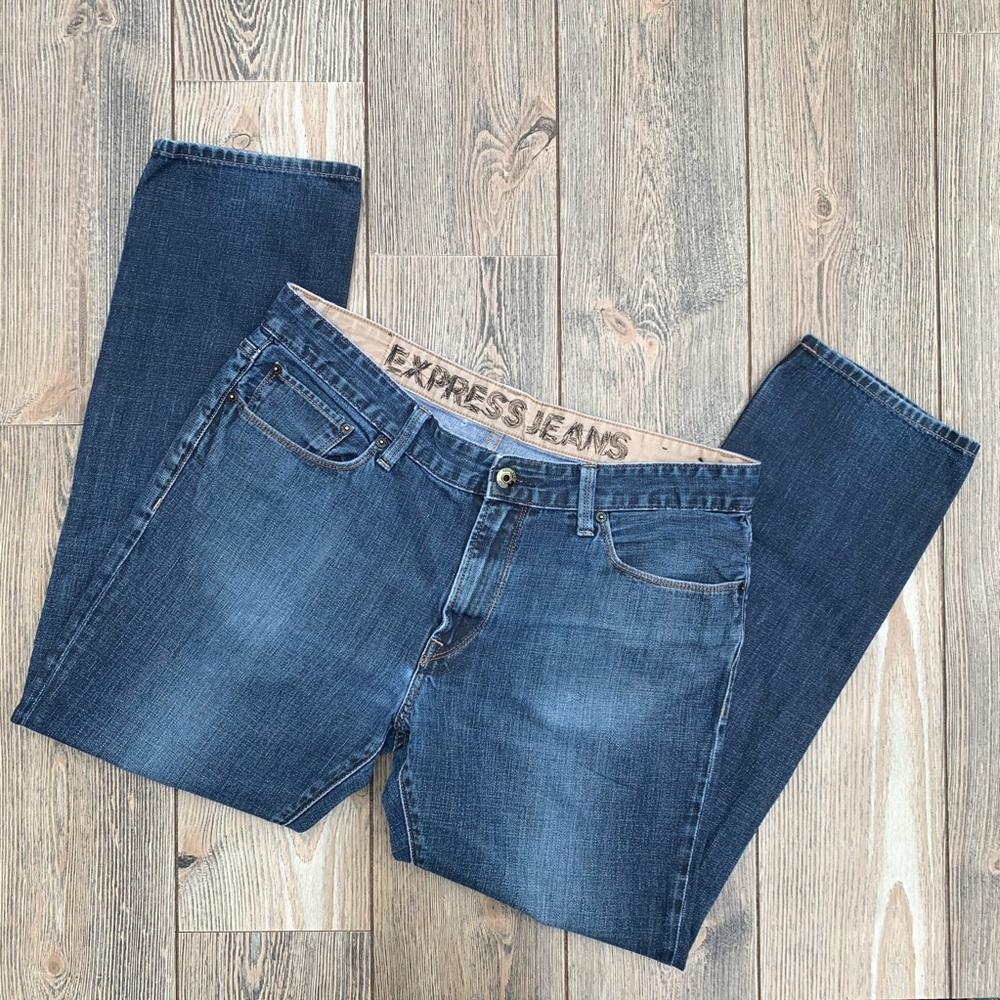 Express Rocco Slim Fit Straight Leg Jeans. - Picture 3 of 8
